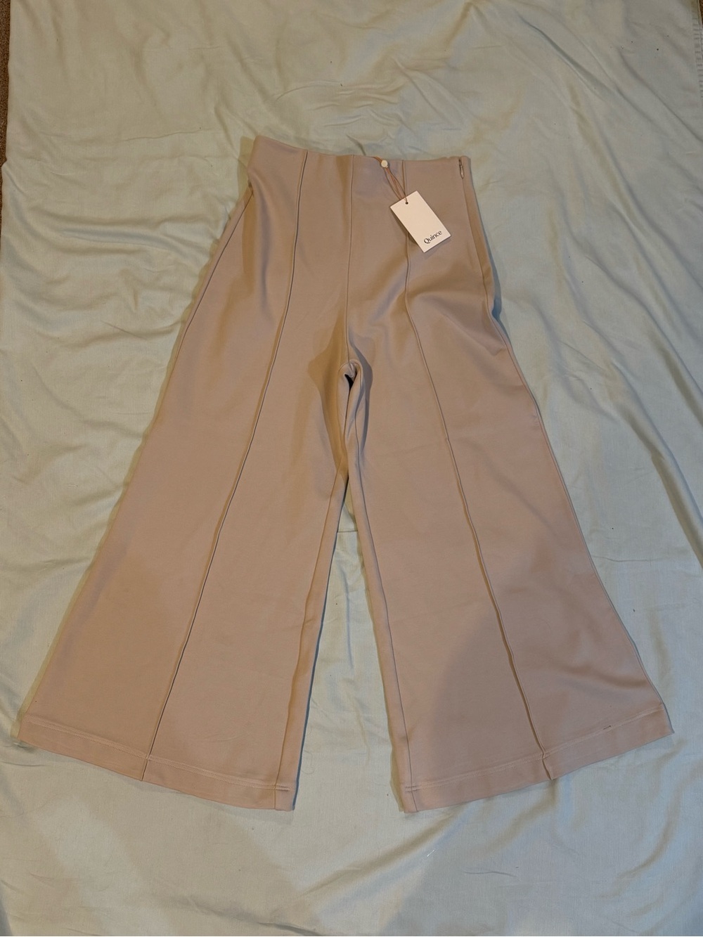 NWT Quince Wide-Leg High-Rise Pants in Light Beige
